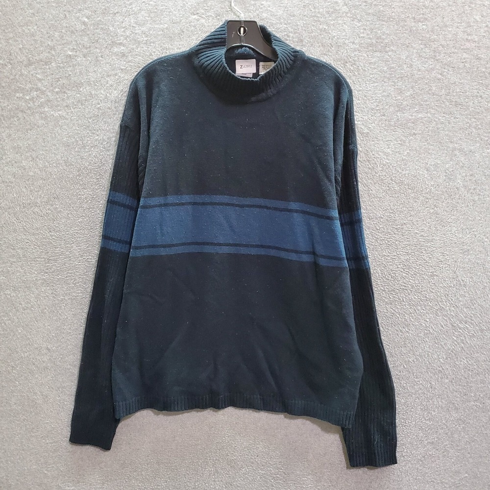 Anchor‎ Blue Men Sweater XL Blue Colorblock Knit Mock Neck Pullover